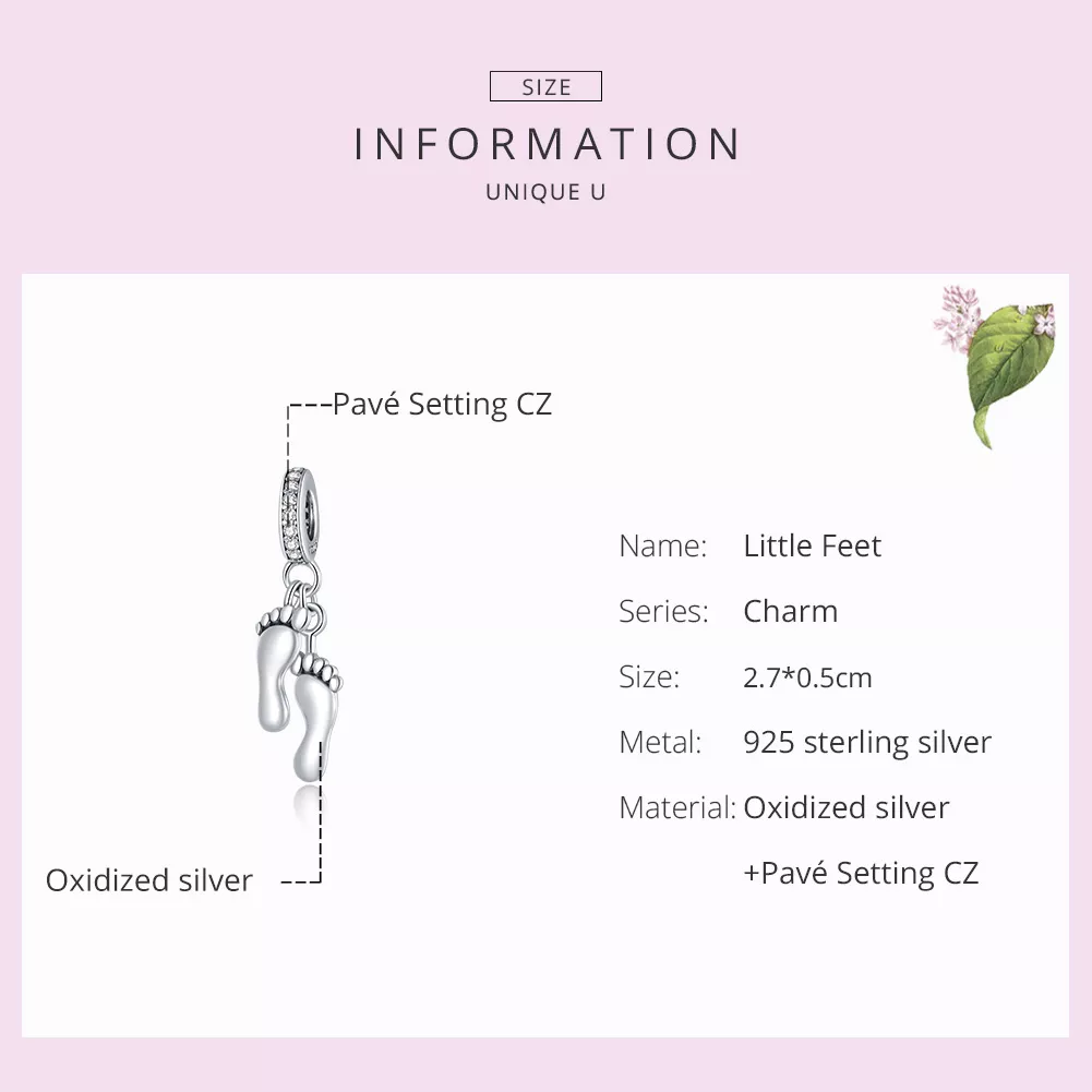 Charm Pendente Pés pequenos estilo Pandora - SCC1692