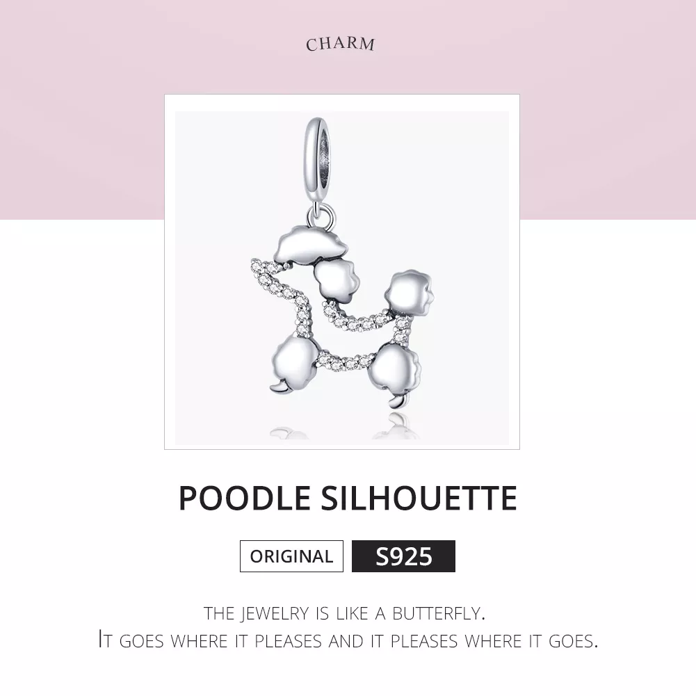 Charm Pendente Silhueta poodle estilo Pandora - SCC1681