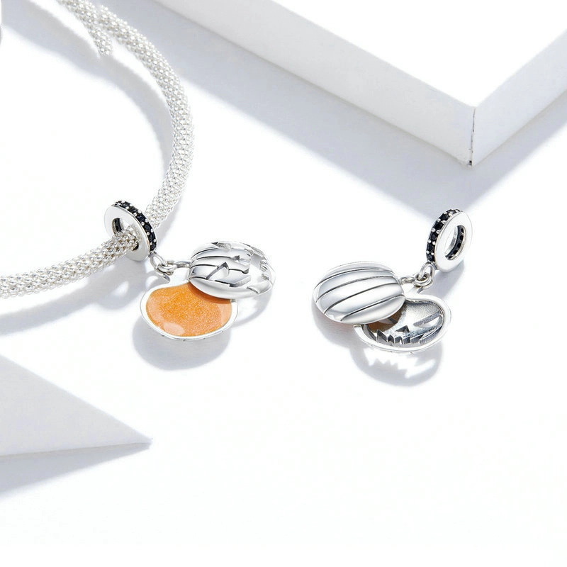 (imagem para) Charm Pendente Cara sorridente de abóbora malvada de Halloween estilo Pandora - - Visualizar 3