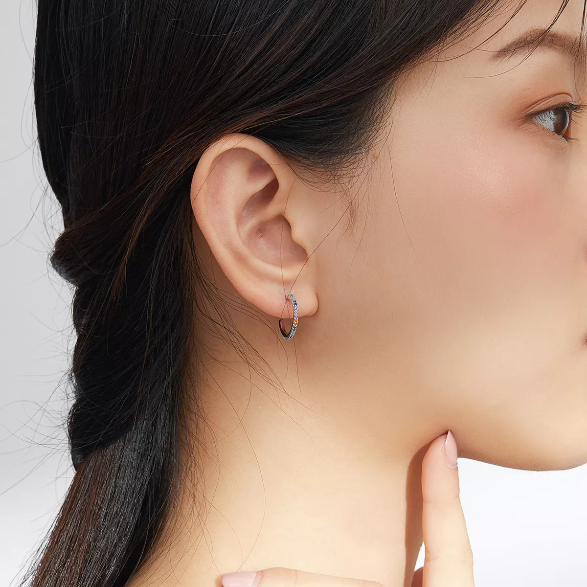 Brinco Argolas arco-íris estilo Pandora - SCE837