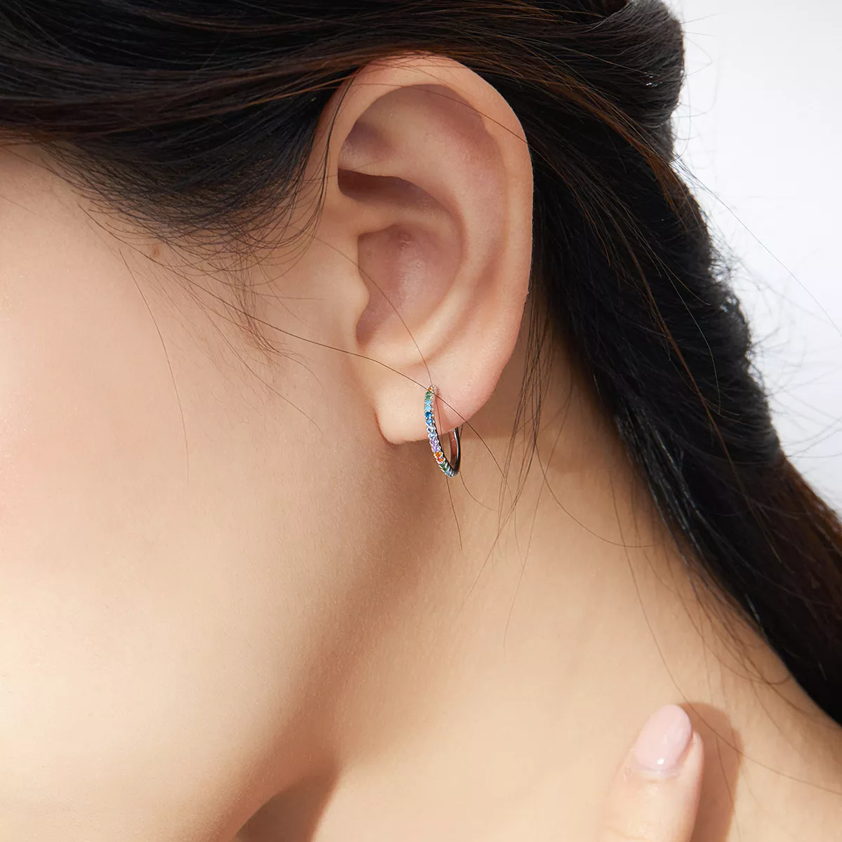 Brinco Argolas arco-íris estilo Pandora - SCE837