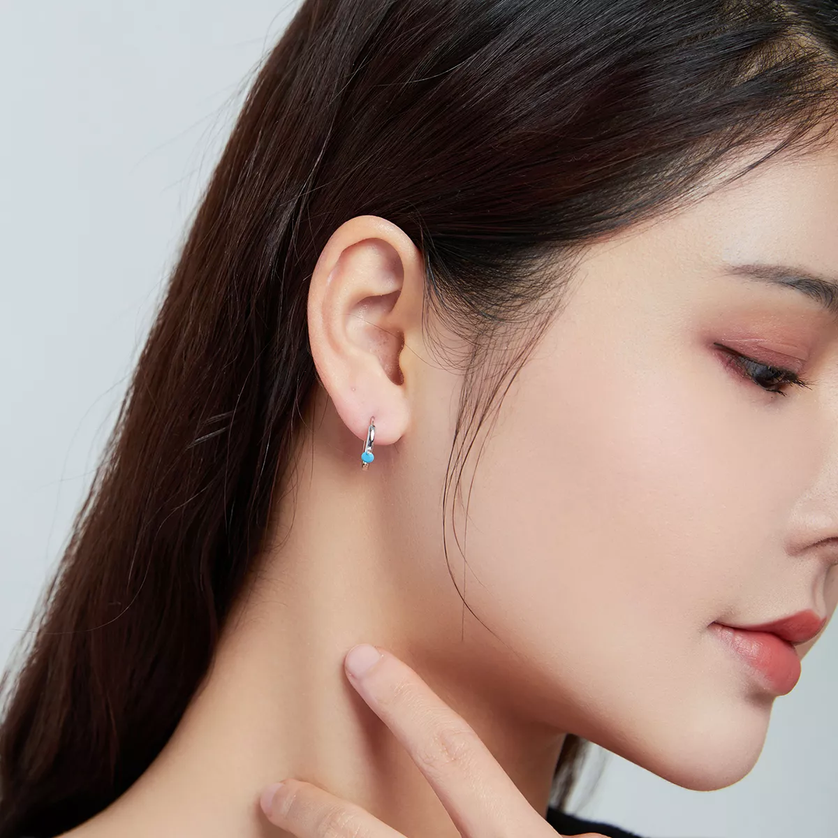 Brinco Argolas Bola estilo Pandora - SCE1050-BU