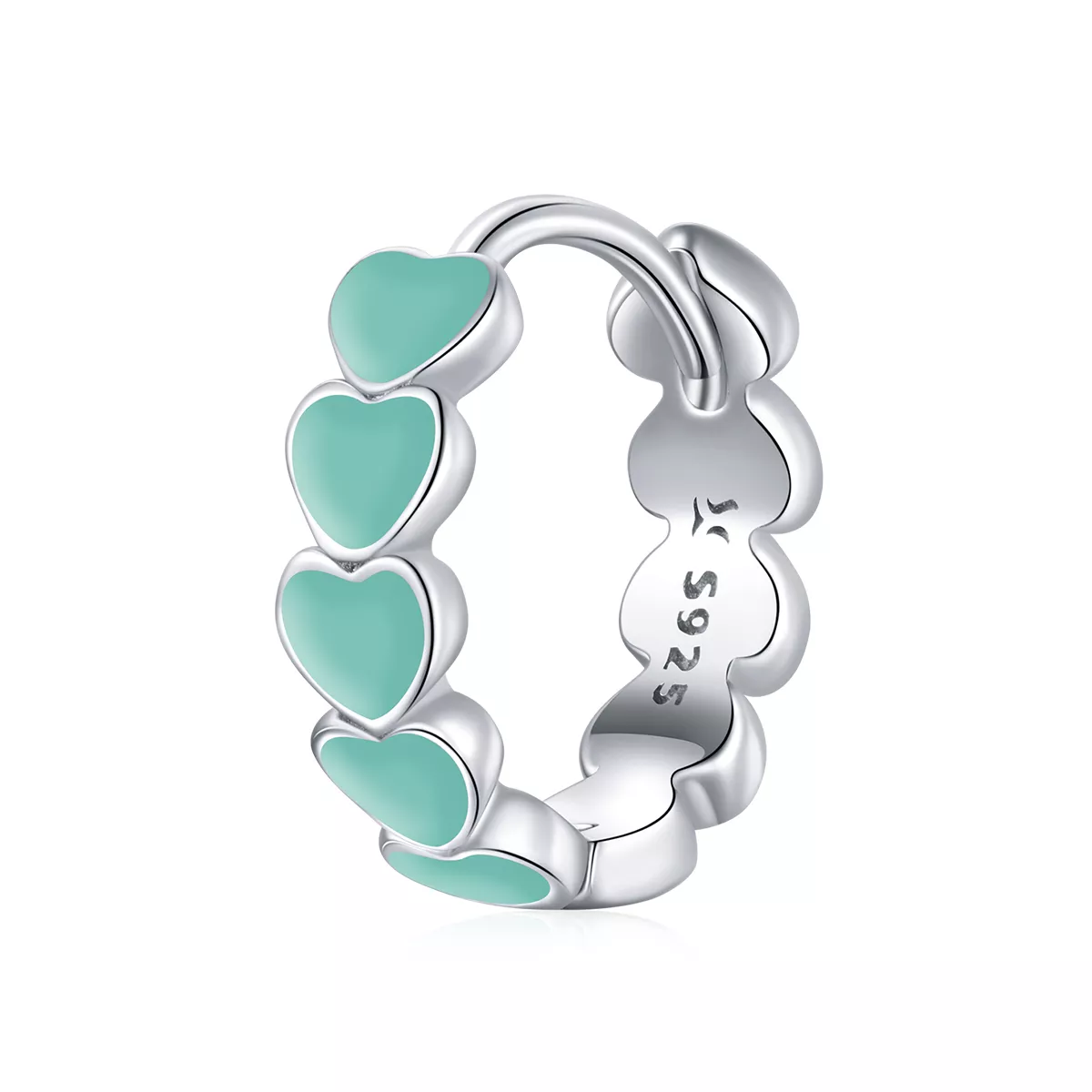 Brinco Argolas Corações estilo Pandora - SCE1052-TQ