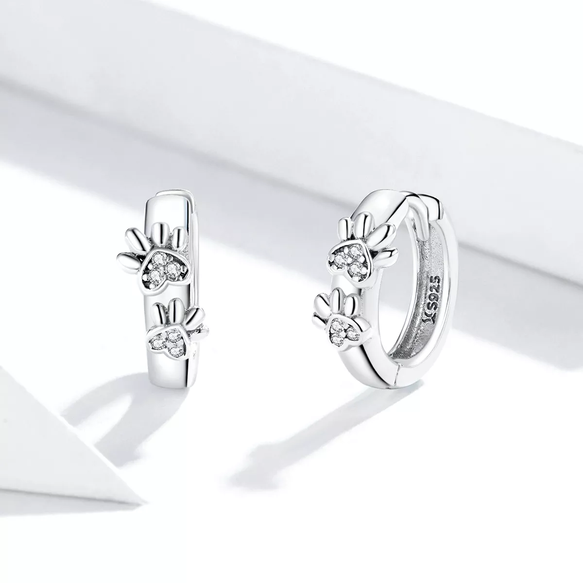 Brinco Argolas Cute Paw Print estilo Pandora - SCE938