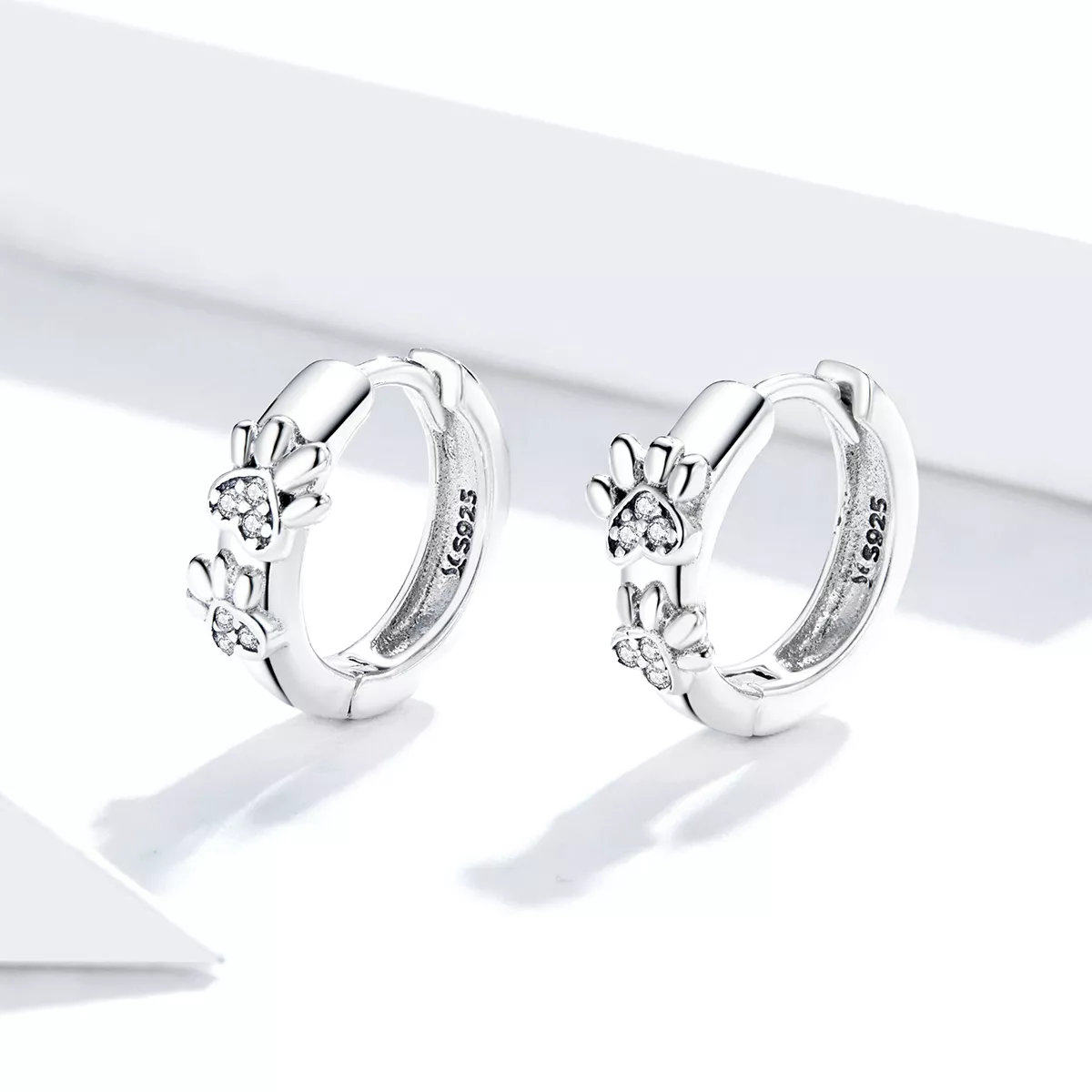 Brinco Argolas Cute Paw Print estilo Pandora - SCE938