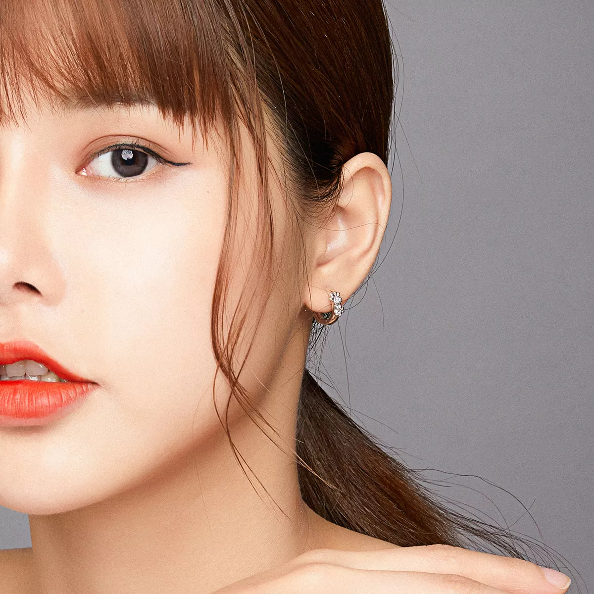 Brinco Argolas Cute Paw Print estilo Pandora - SCE938