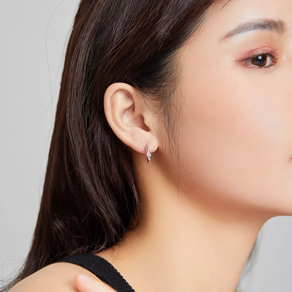 Brinco Argolas Diamante brilhante estilo Pandora - SCE1050-A