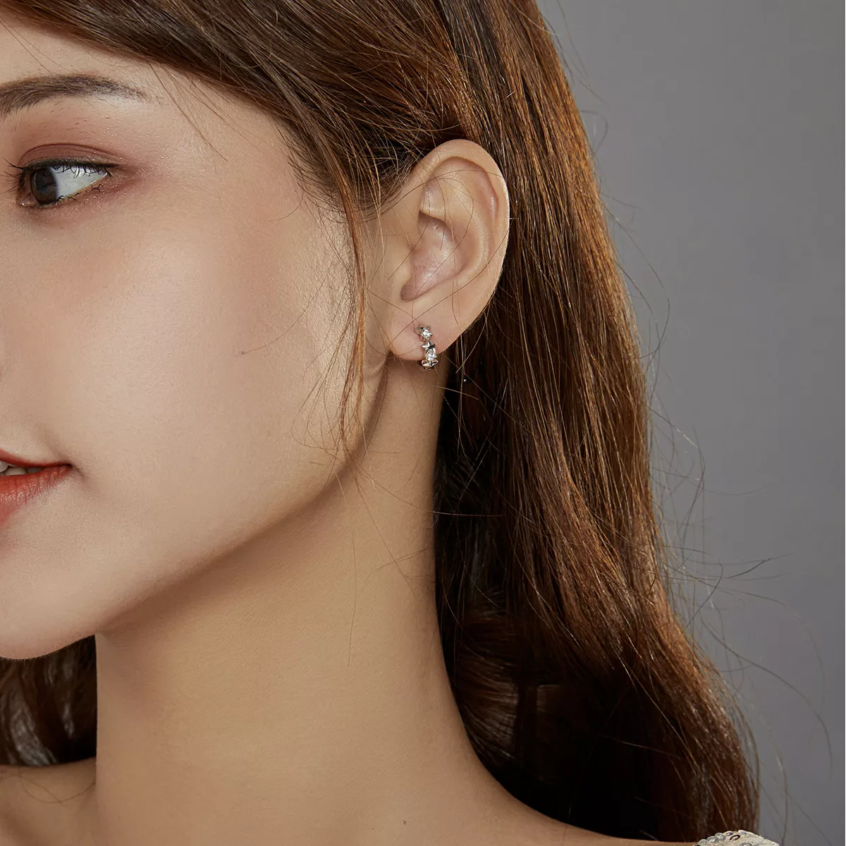 Brinco Argolas Estrelas estilo Pandora - BSE434