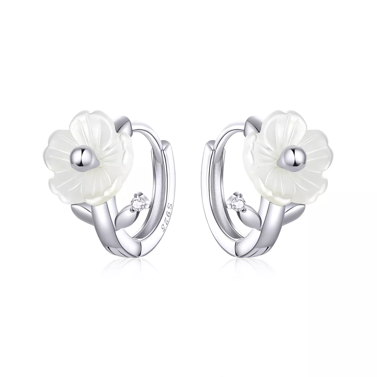 Brinco Argolas Flores puras estilo Pandora - BSE321