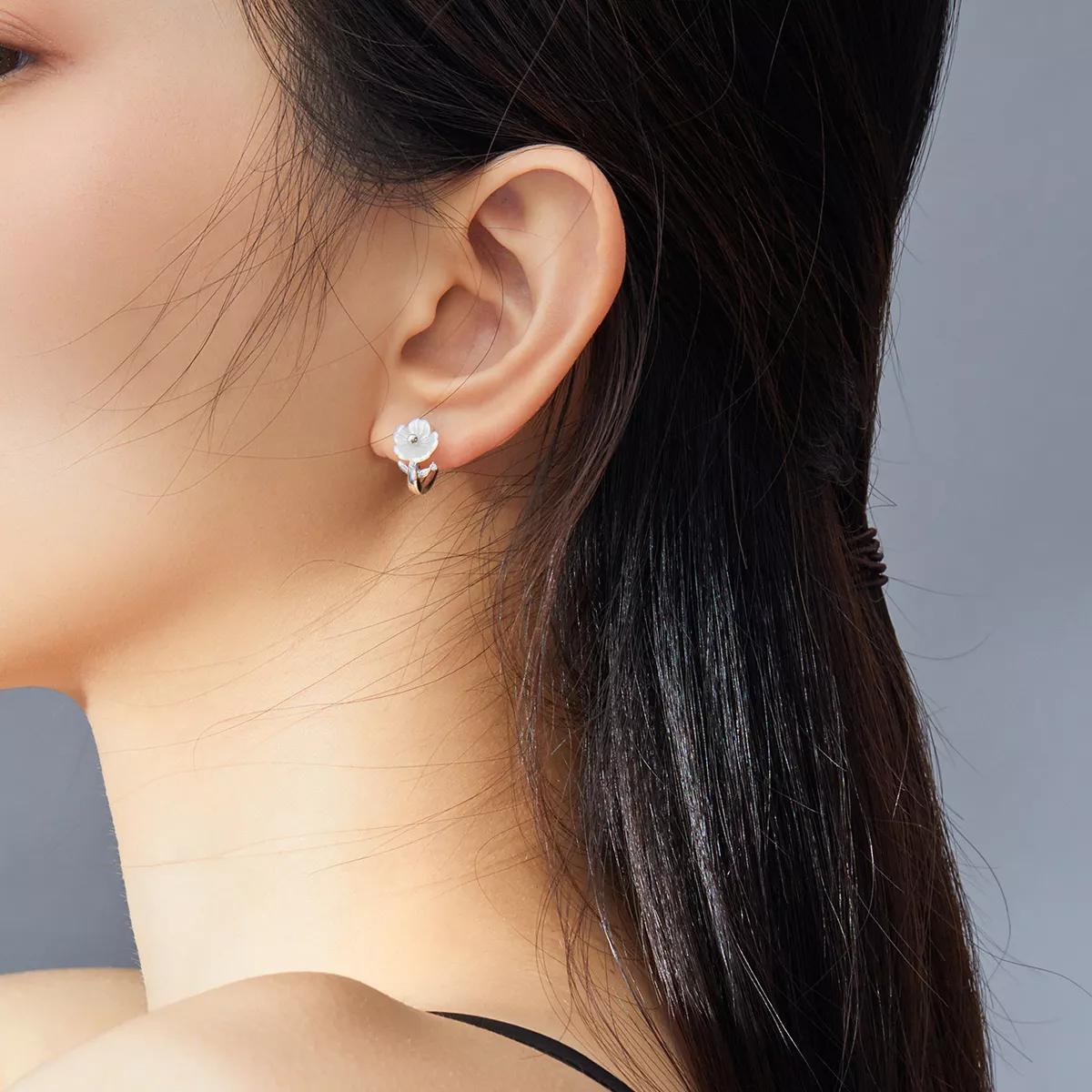 Brinco Argolas Flores puras estilo Pandora - BSE321