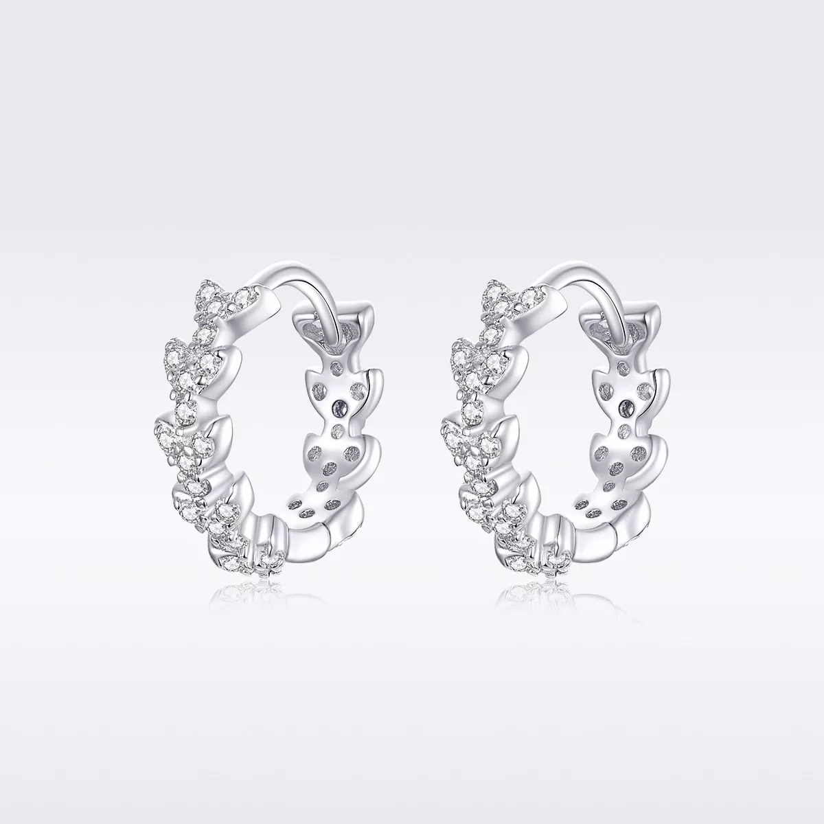 Brinco Argolas Folha Brilhante estilo Pandora - BSE150