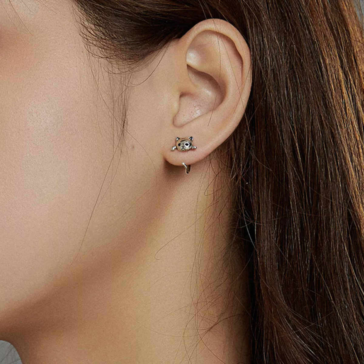 Brinco Argolas Gato fofo estilo Pandora - SCE965