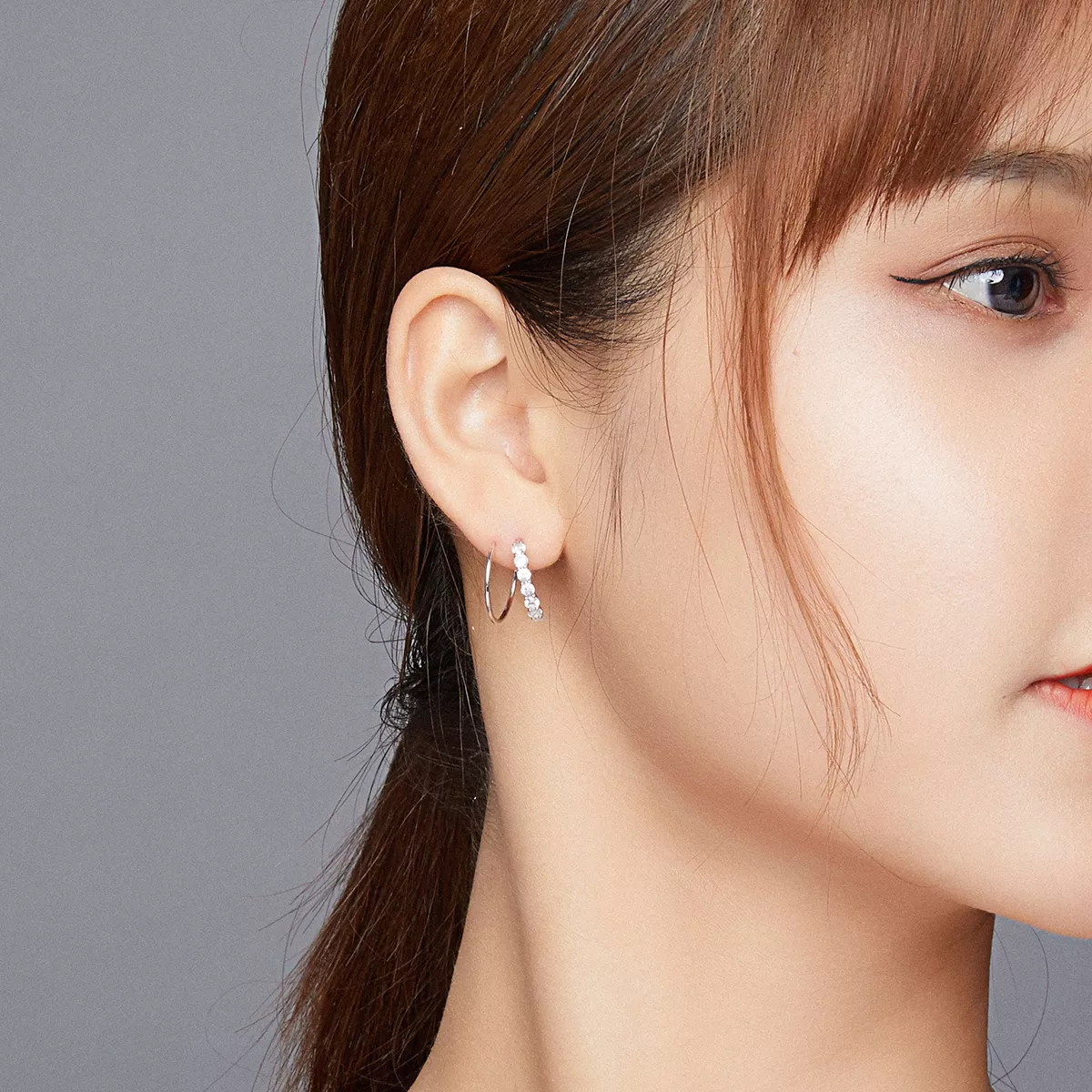 Brinco Argolas Geometria Simples estilo Pandora - SCE931