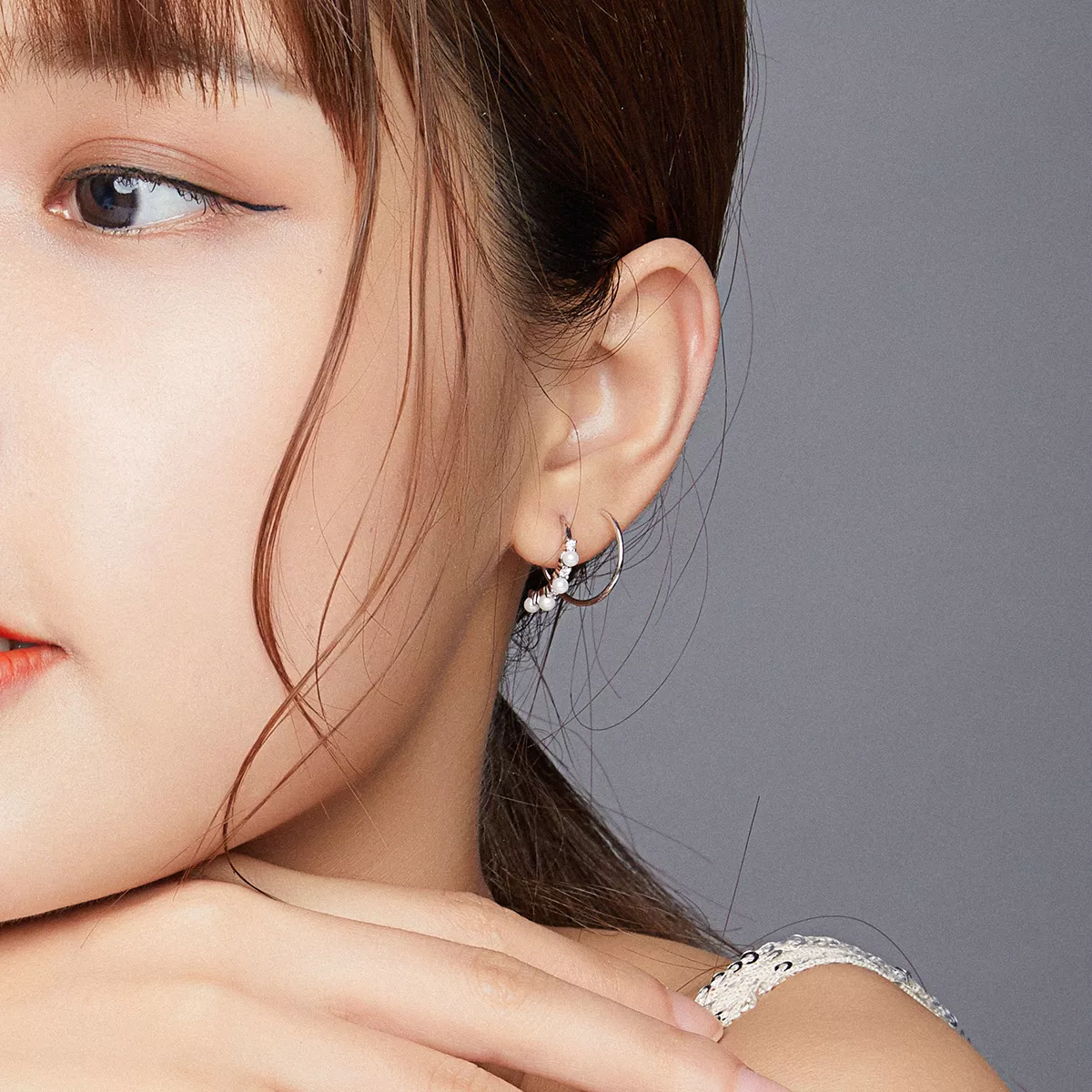 Brinco Argolas Geometria Simples estilo Pandora - SCE932