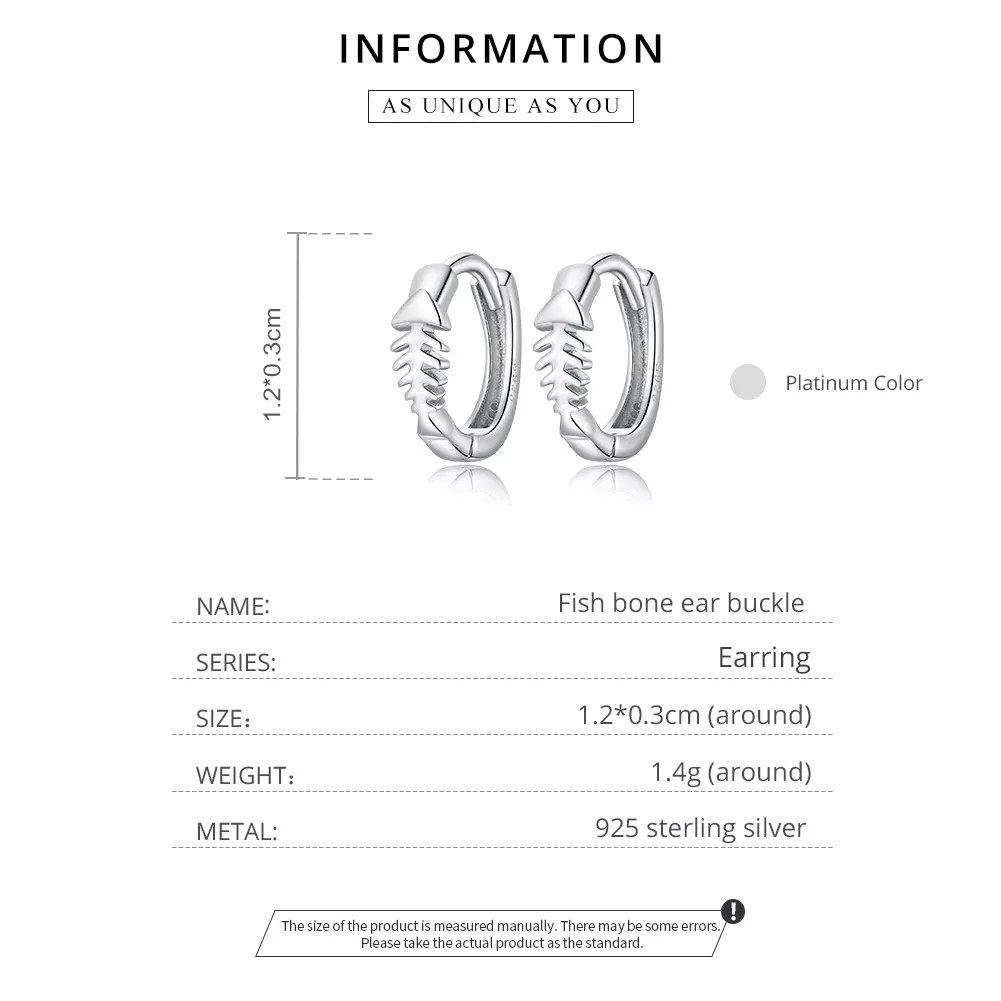 Brinco Argolas Ossos de peixe delicados estilo Pandora - SCE1108