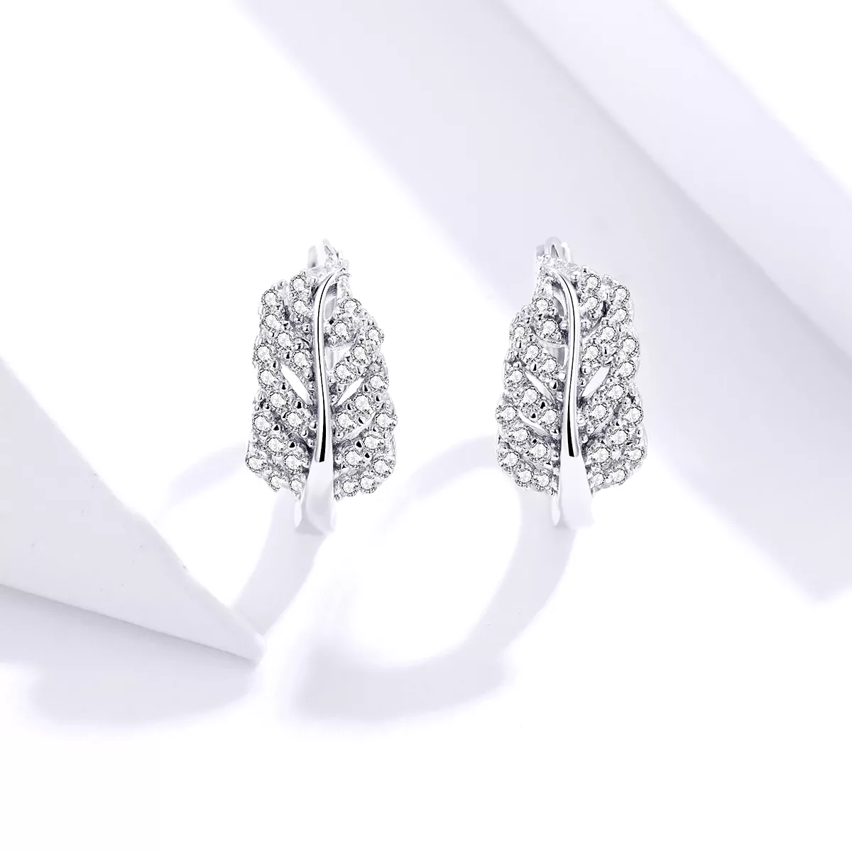 Brinco Argolas Penas brancas estilo Pandora - SCE772