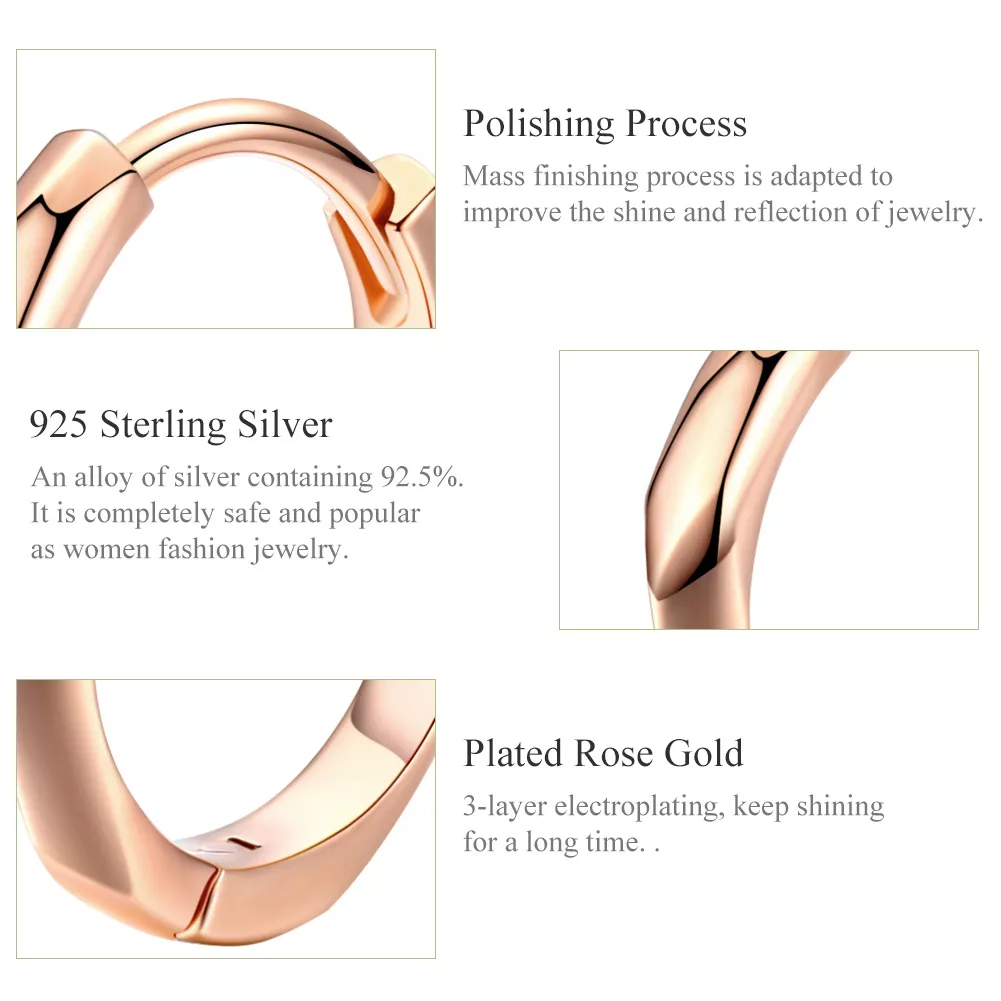 Brinco Argolas Simples estilo Pandora Rosa - BSE119