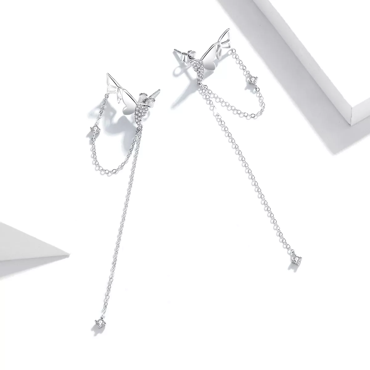 Brinco Borboleta com borla estilo Pandora - SCE942