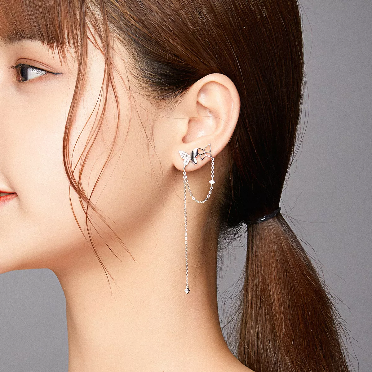 Brinco Borboleta com borla estilo Pandora - SCE942