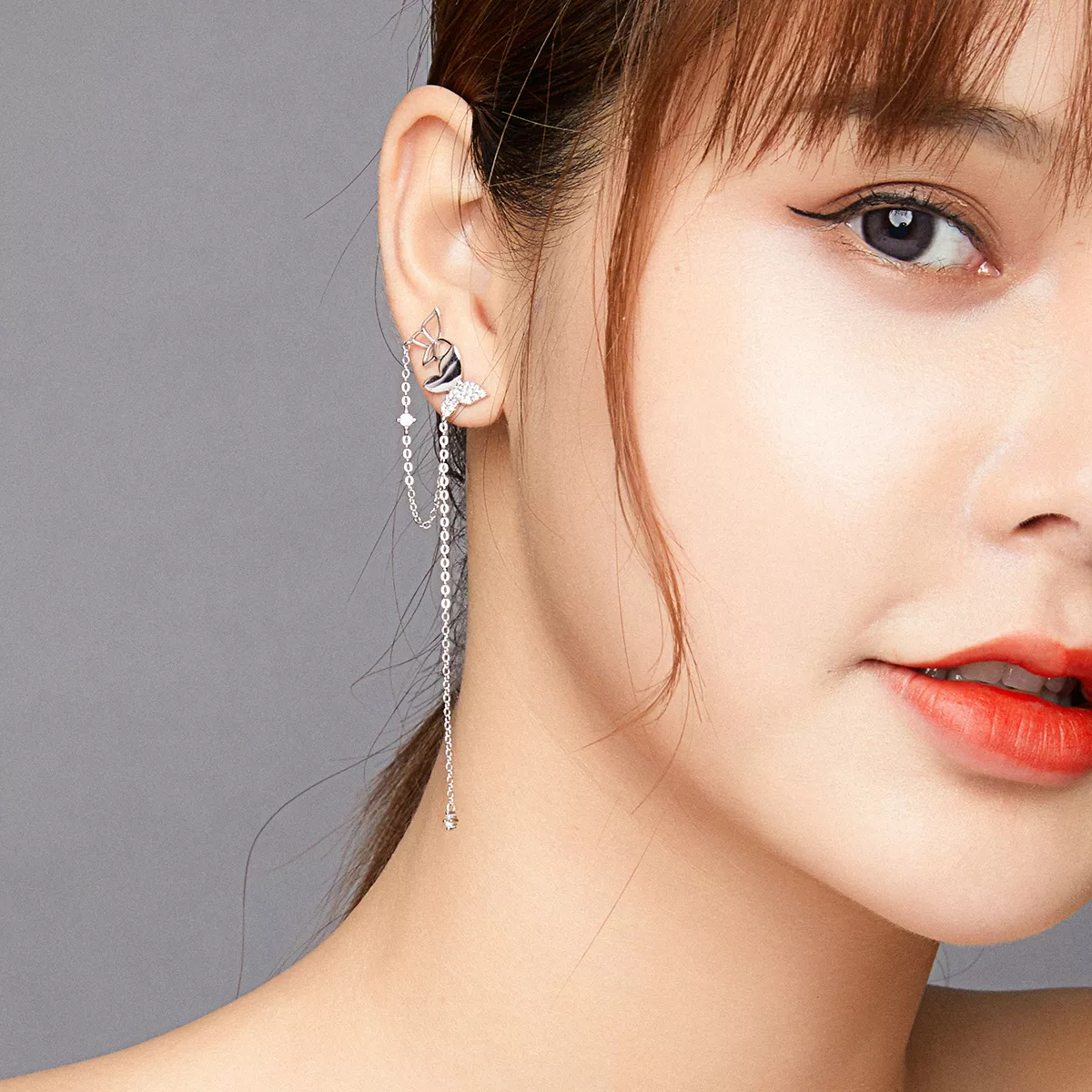 Brinco Borboleta com borla estilo Pandora - SCE942