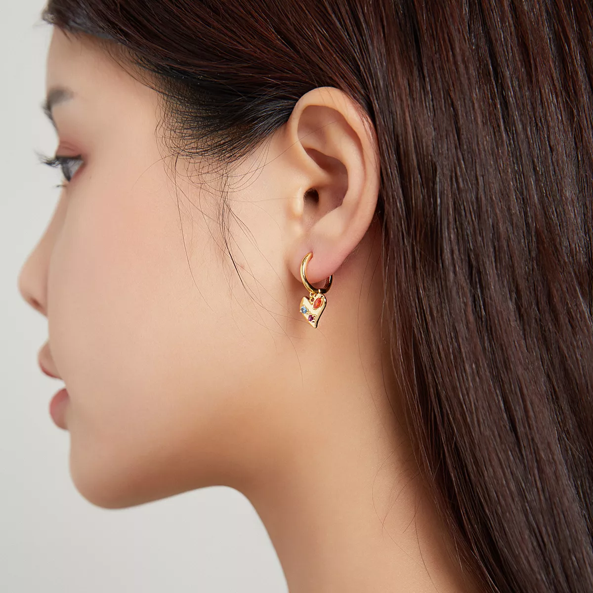 Brinco Coração Colorido Único estilo Pandora - SCE1063