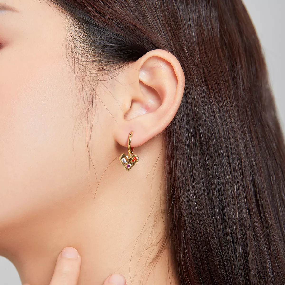 Brinco Coração Colorido Único estilo Pandora - SCE1063