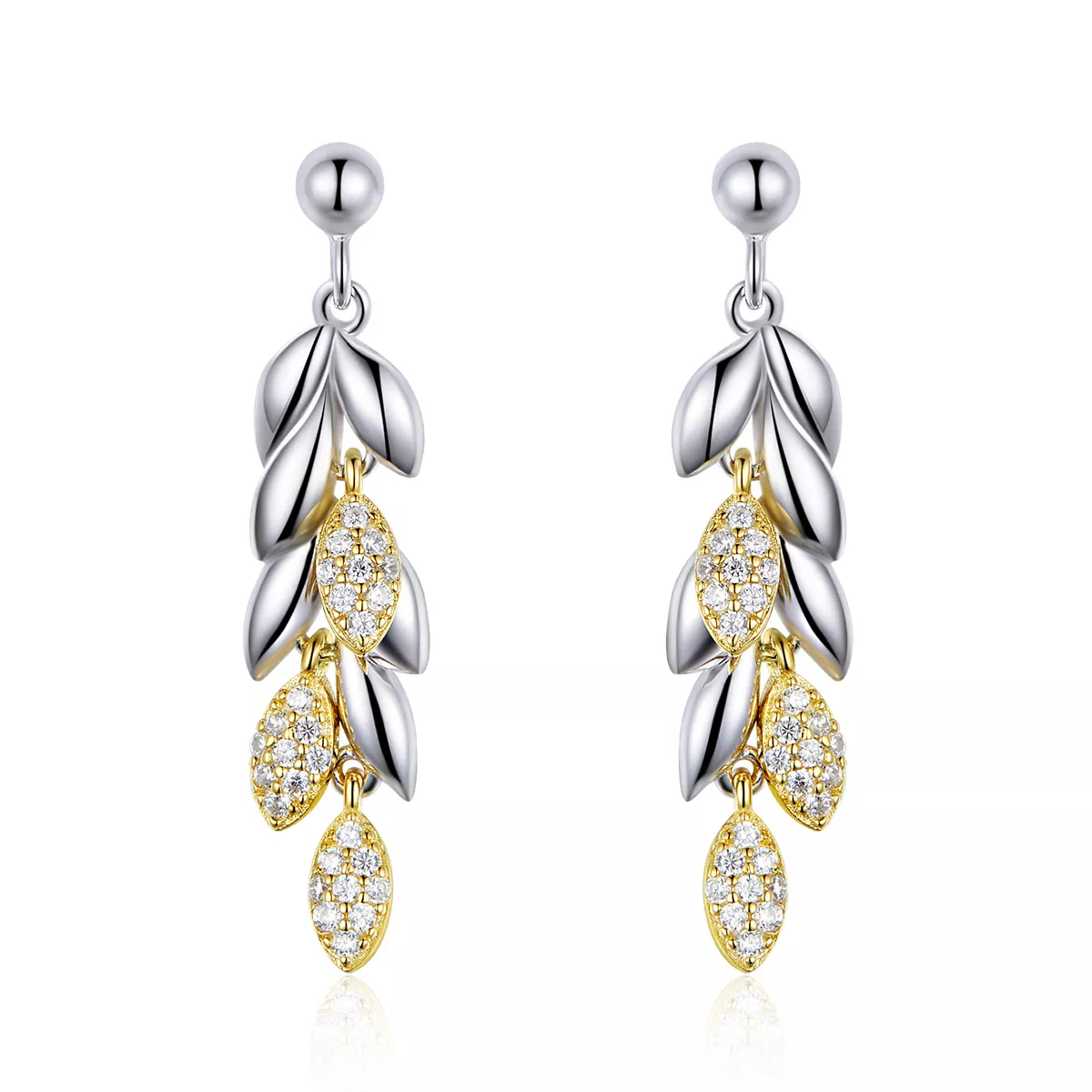 Brinco Dois tons Espiga De Trigo estilo Pandora - BSE025