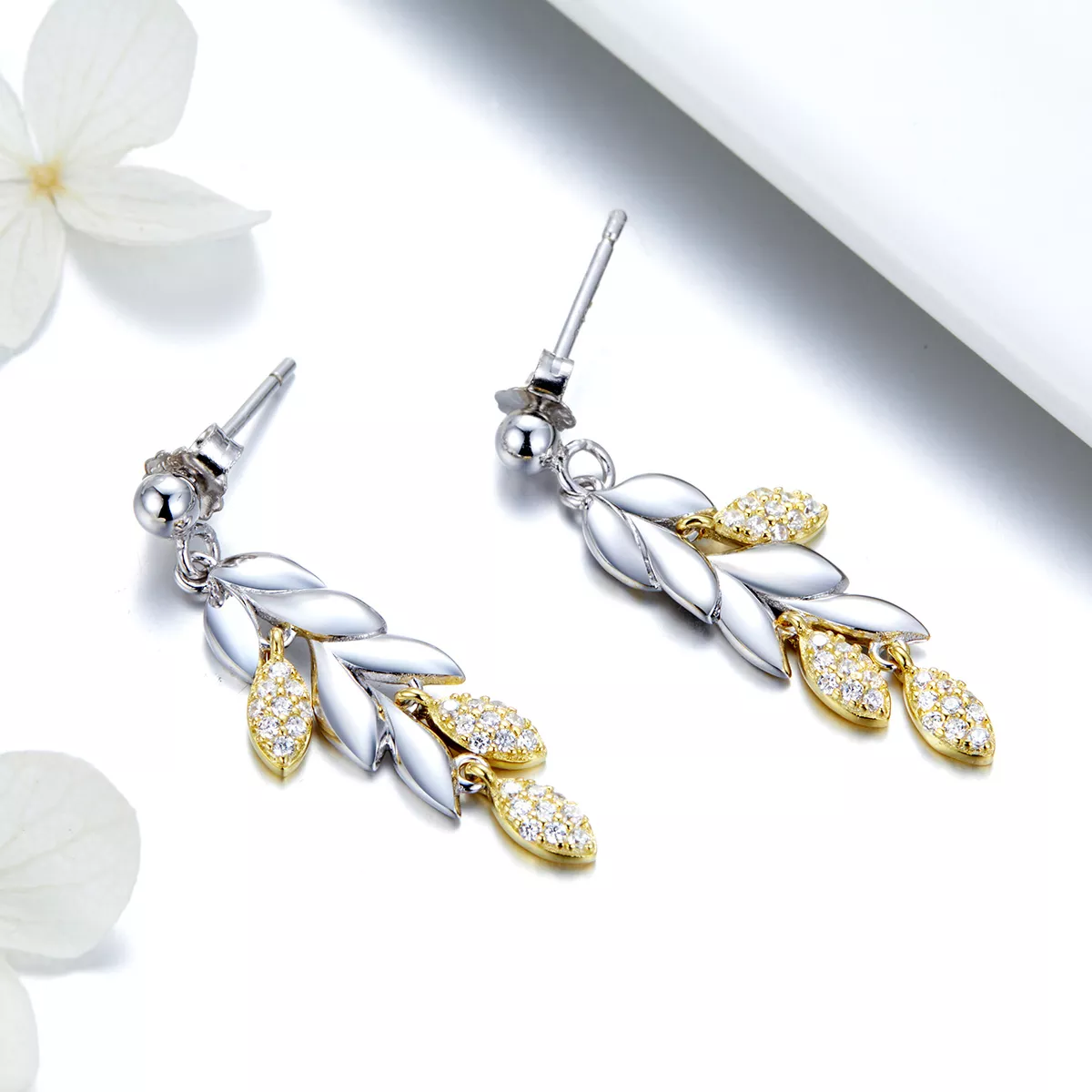 Brinco Dois tons Espiga De Trigo estilo Pandora - BSE025