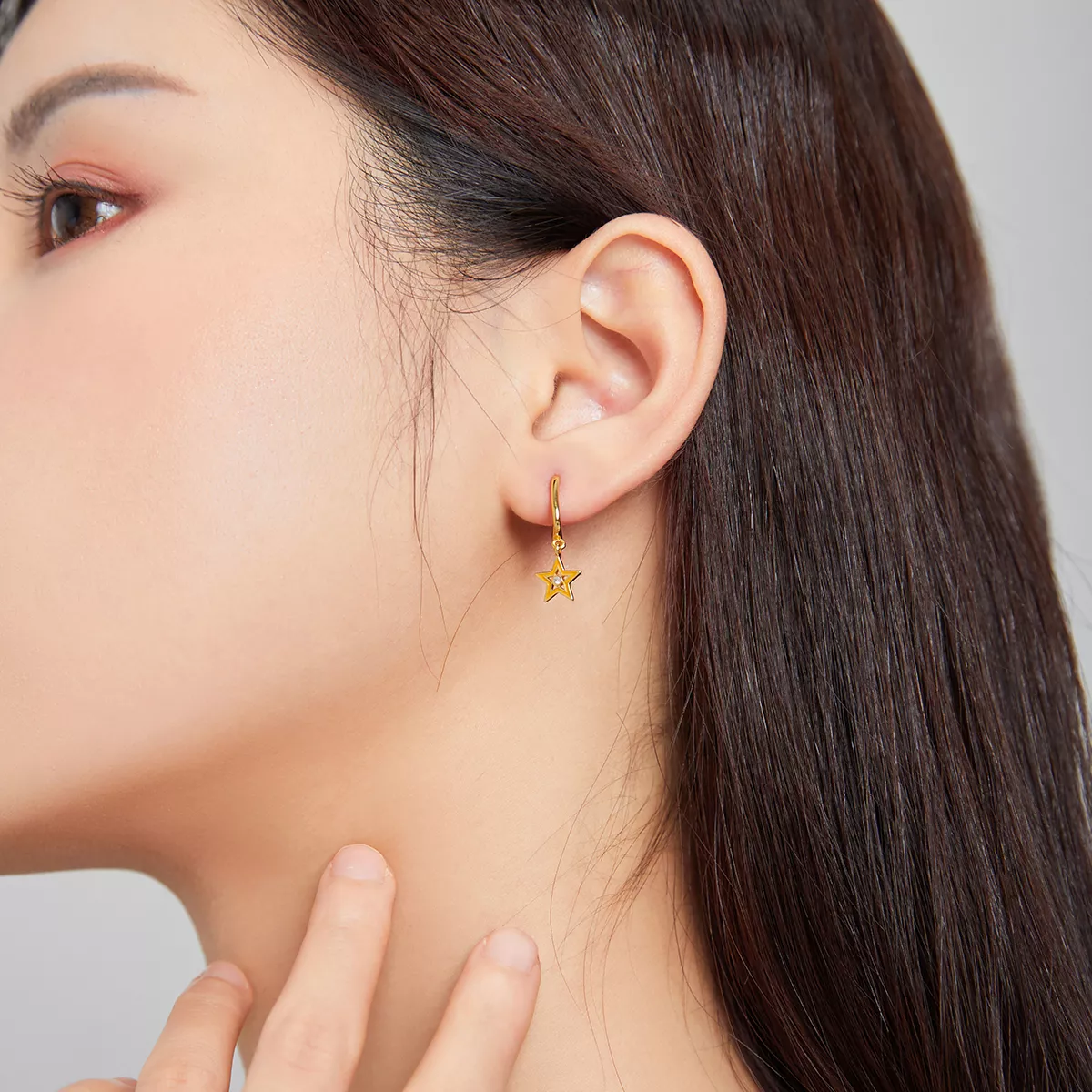 Brinco Estrela Brilhante estilo Pandora - SCE1077-OG