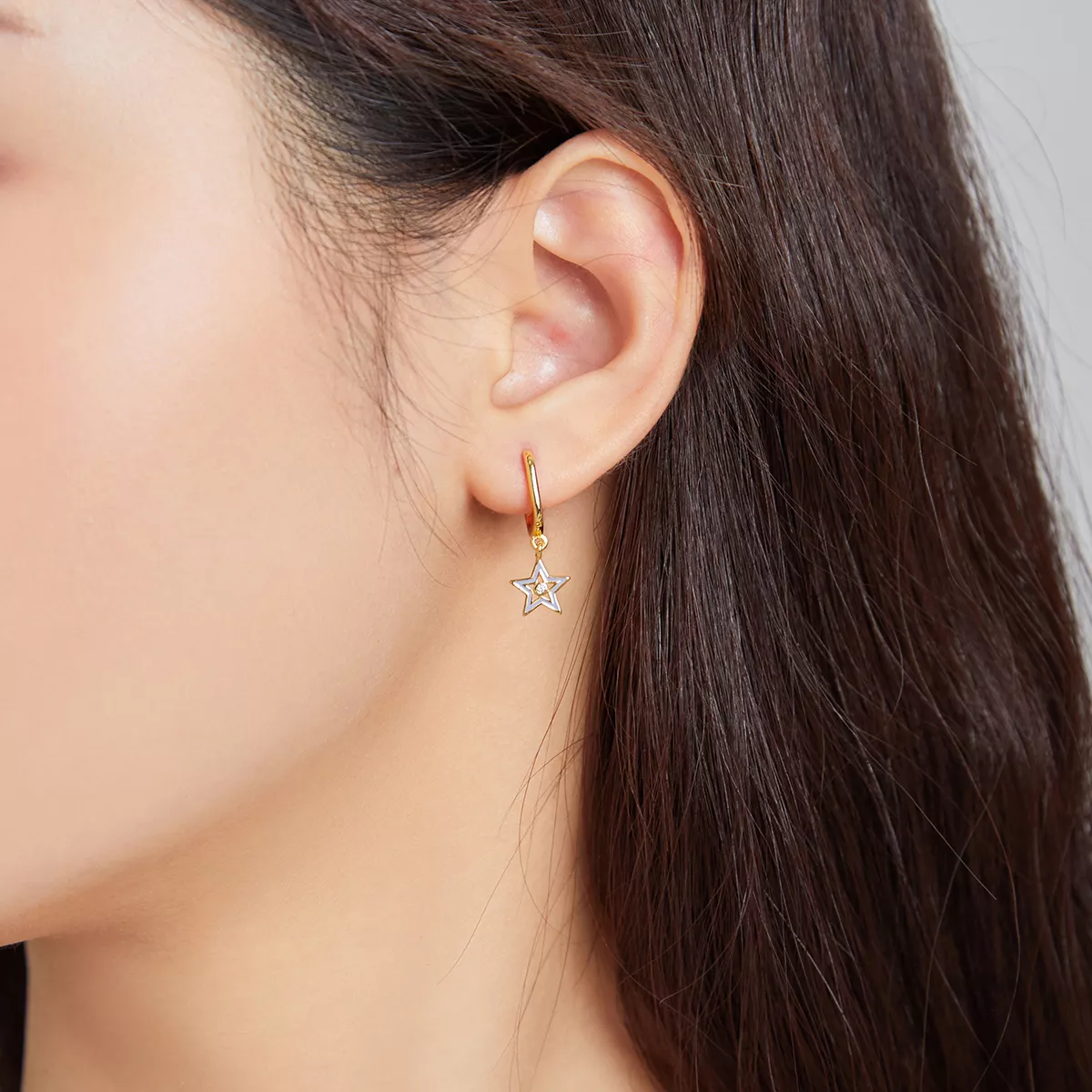 Brinco Estrela Brilhante estilo Pandora - SCE1077-VT