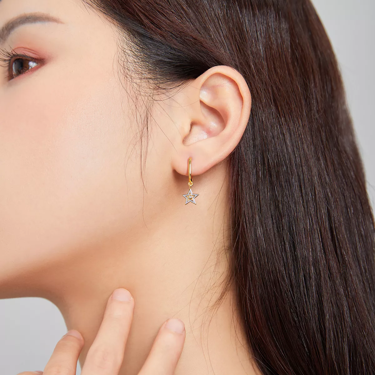 Brinco Estrela Brilhante estilo Pandora - SCE1077-VT