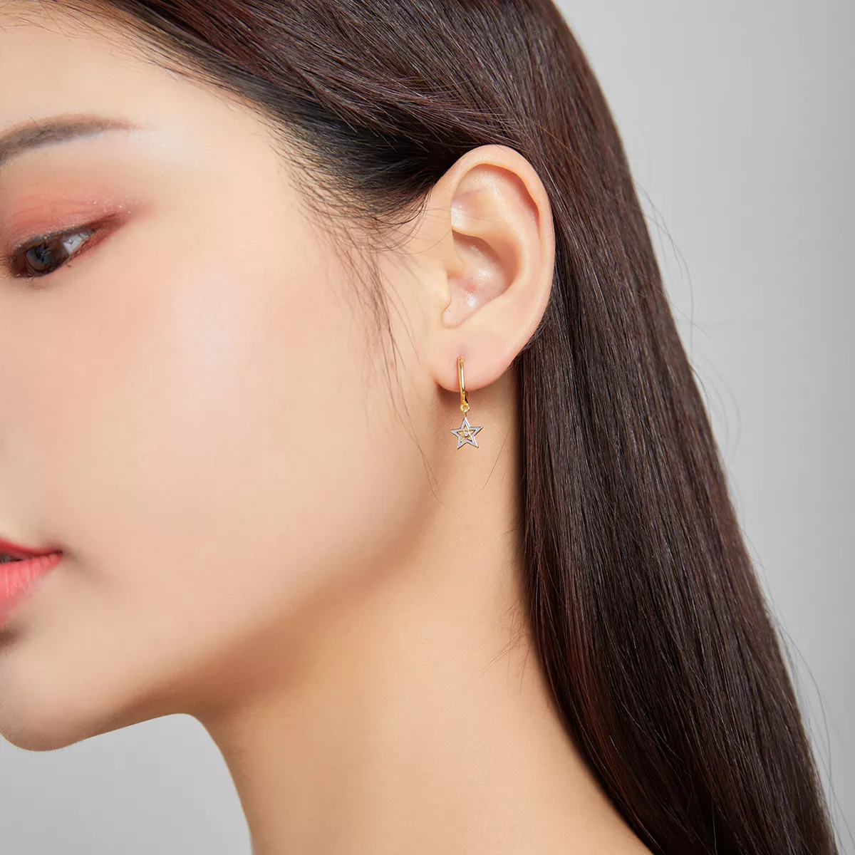 Brinco Estrela Brilhante estilo Pandora - SCE1077-VT