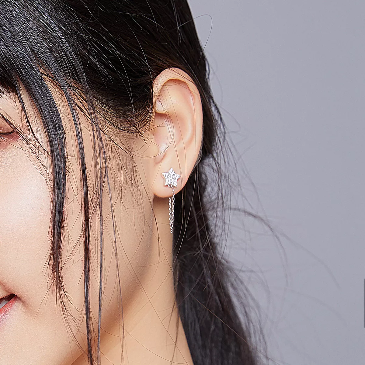 Brinco Lua e estrela da meia-noite estilo Pandora - BSE385