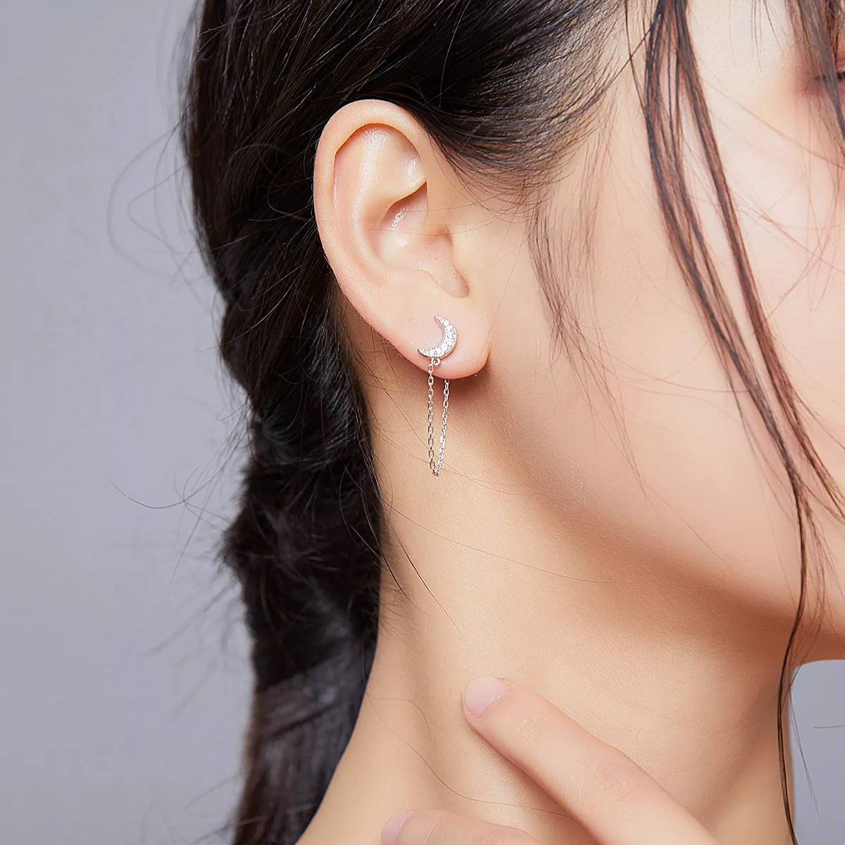 Brinco Lua e estrela da meia-noite estilo Pandora - BSE385