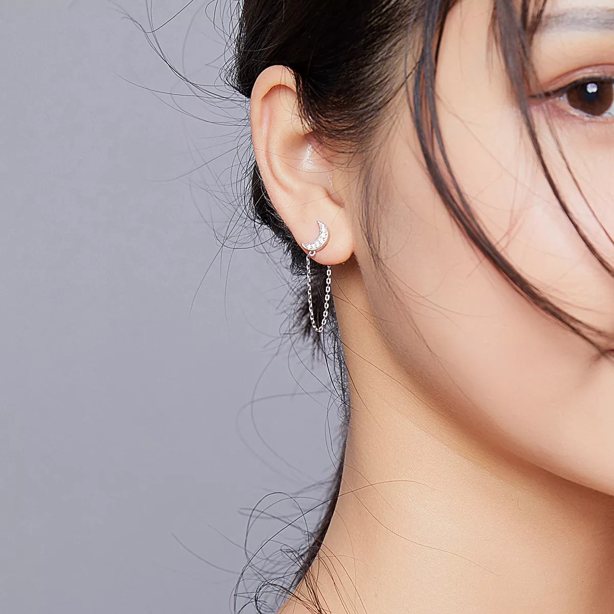 Brinco Lua e estrela da meia-noite estilo Pandora - BSE385