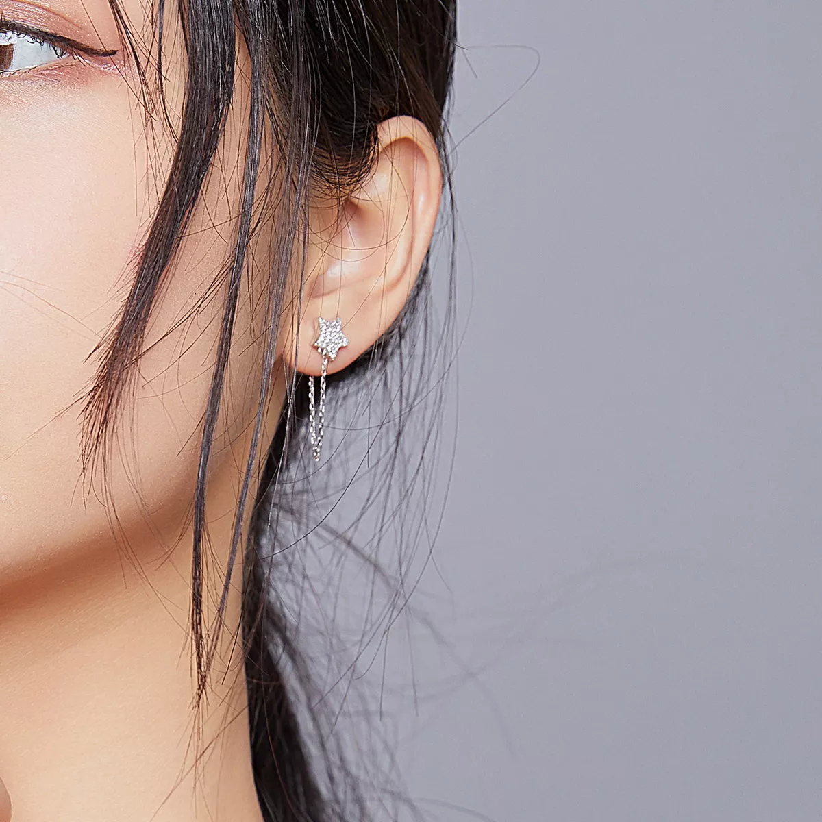 Brinco Lua e estrela da meia-noite estilo Pandora - BSE385