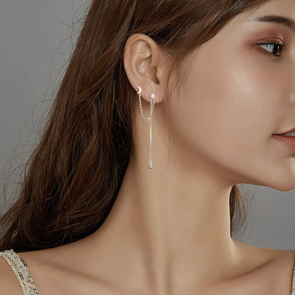 Brinco Lua e estrelas sonhadoras estilo Pandora - BSE431