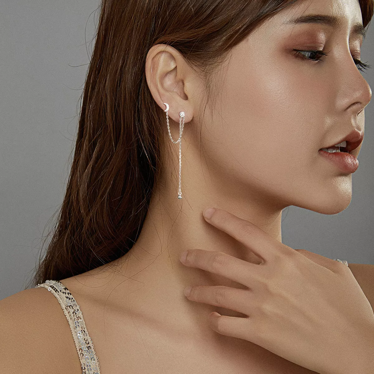 Brinco Lua e estrelas sonhadoras estilo Pandora - BSE431