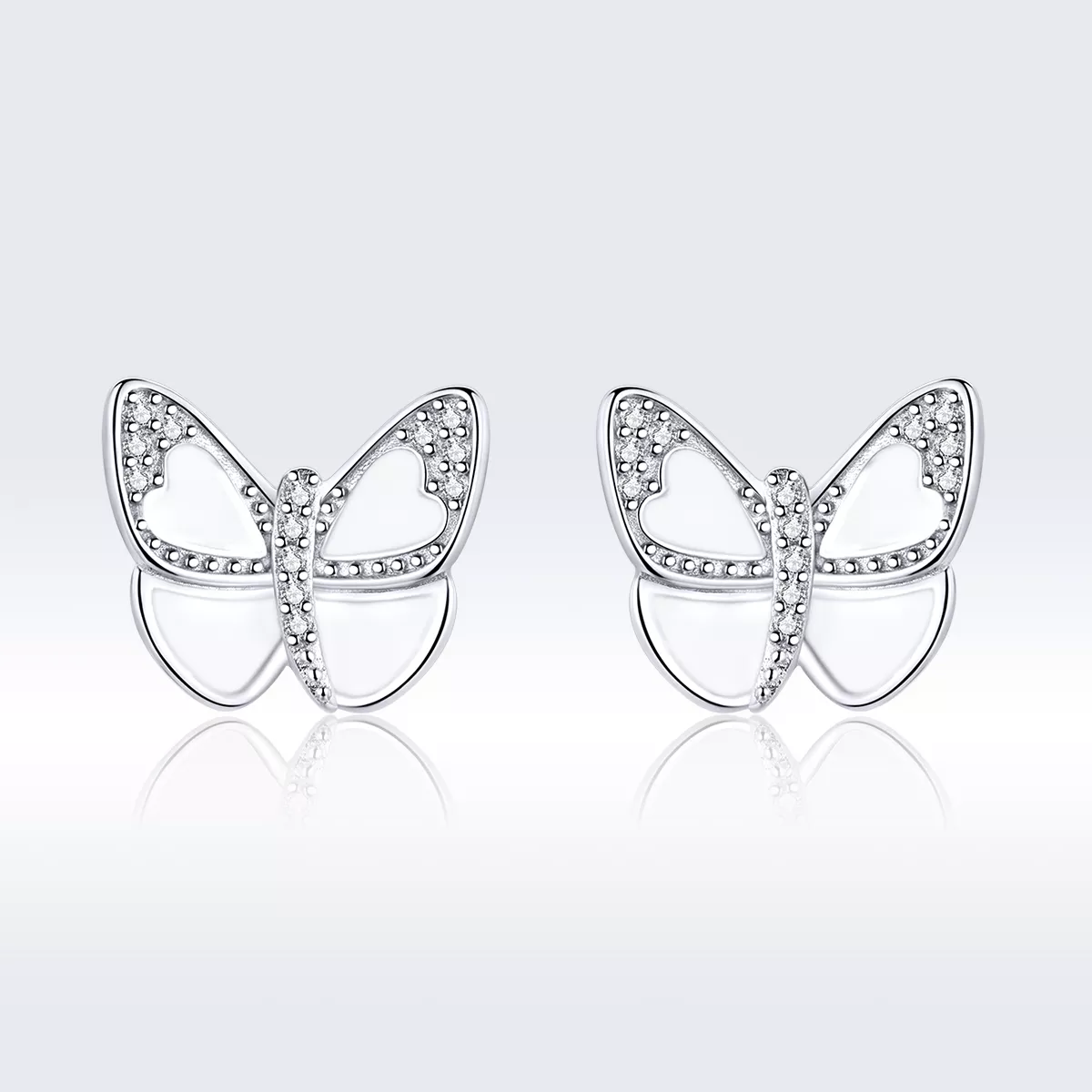 Brincos Petit Borboleta branca estilo Pandora - SCE876