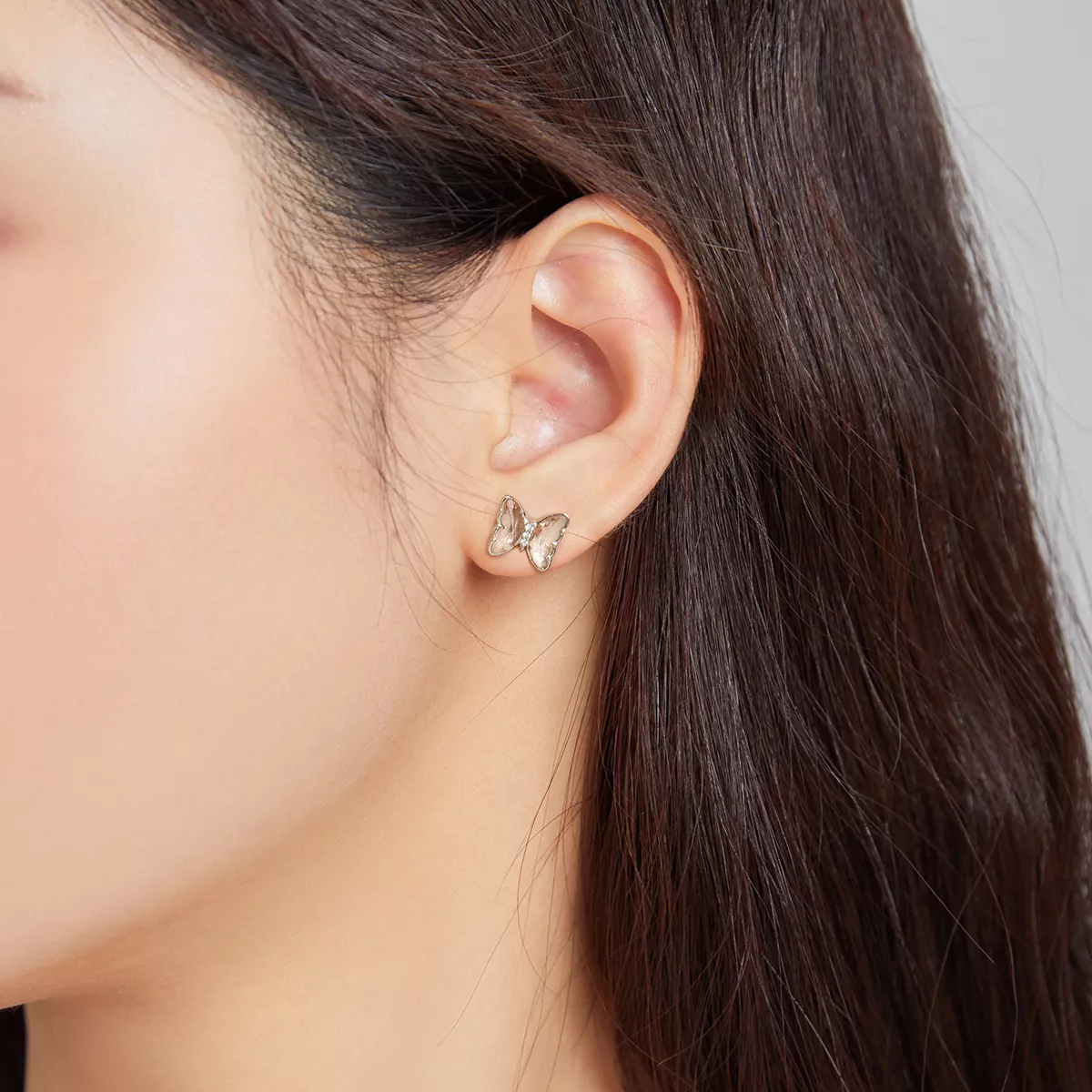 Brincos Petit Borboleta de cristal estilo Pandora - SCE1013