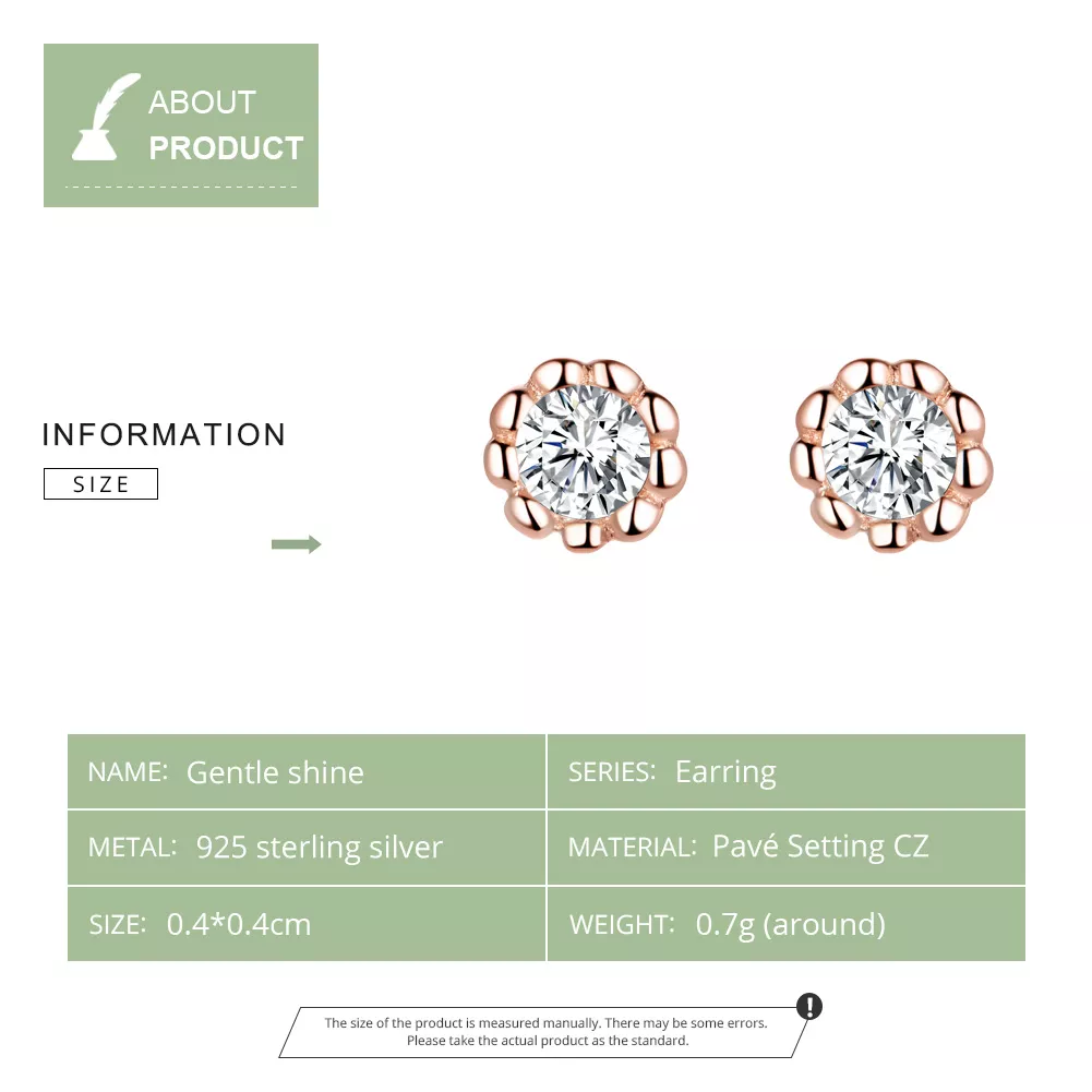 Brincos Petit Brilho Suave estilo Pandora Rose - BSE219