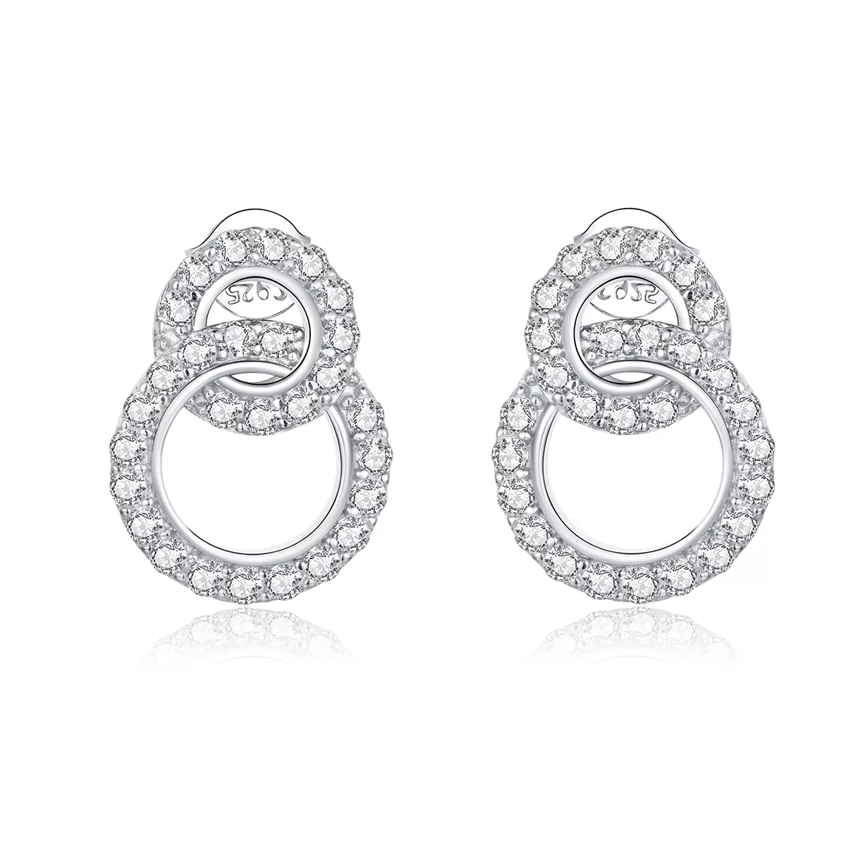 Brincos Petit Dazzling Double Rings estilo Pandora - BSE388