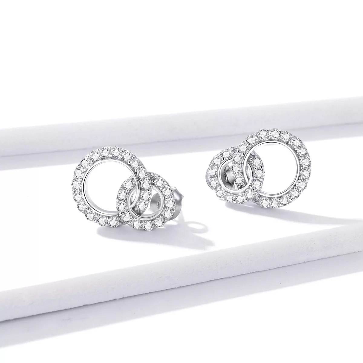Brincos Petit Dazzling Double Rings estilo Pandora - BSE388
