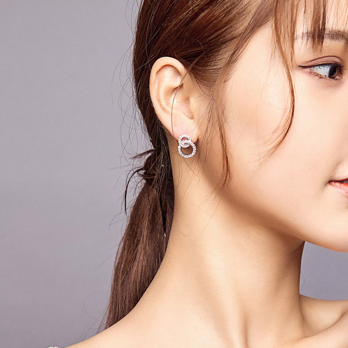 Brincos Petit Dazzling Double Rings estilo Pandora - BSE388