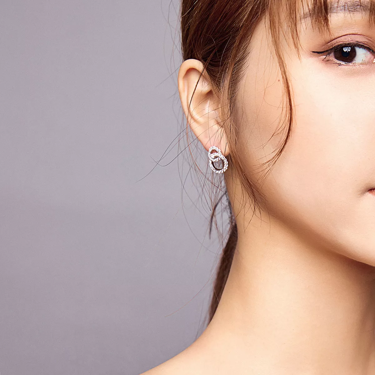 Brincos Petit Dazzling Double Rings estilo Pandora - BSE388