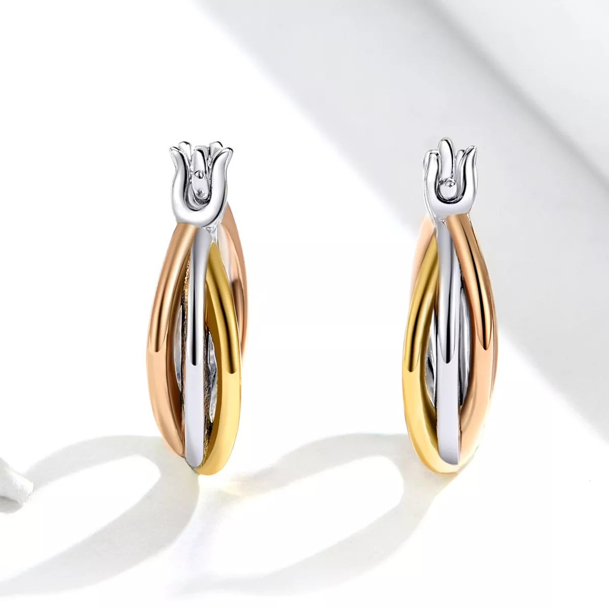 Brincos Petit Dois tons estilo Pandora - SCE719