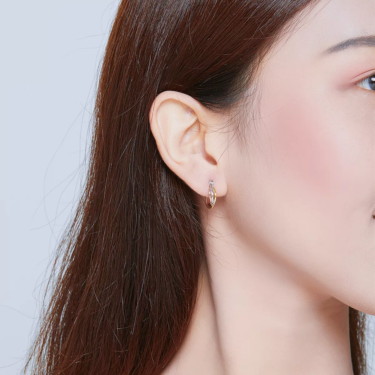 Brincos Petit Dois tons estilo Pandora - SCE719