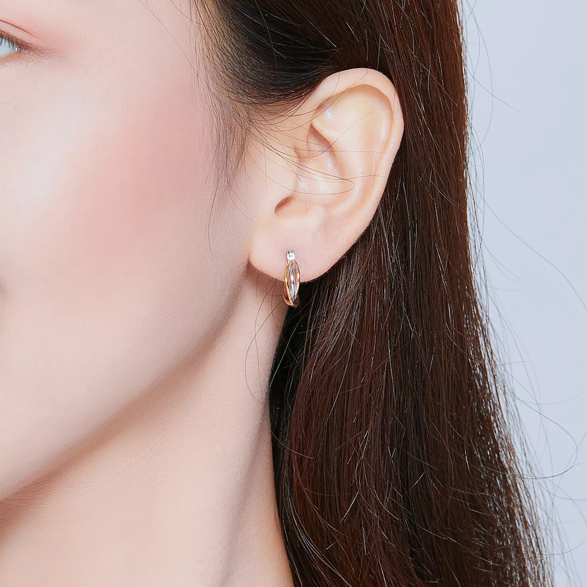 Brincos Petit Dois tons estilo Pandora - SCE719