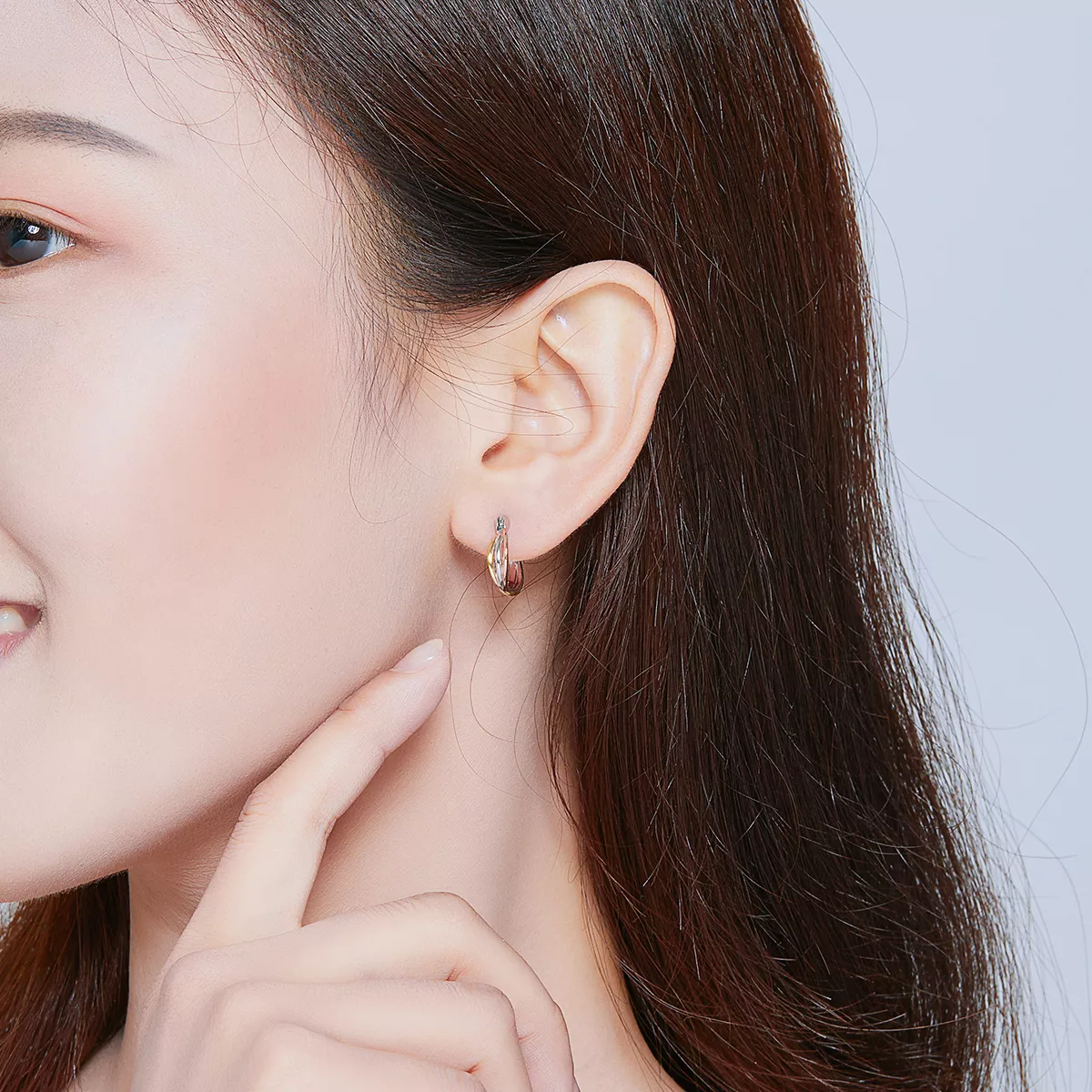 Brincos Petit Dois tons estilo Pandora - SCE719