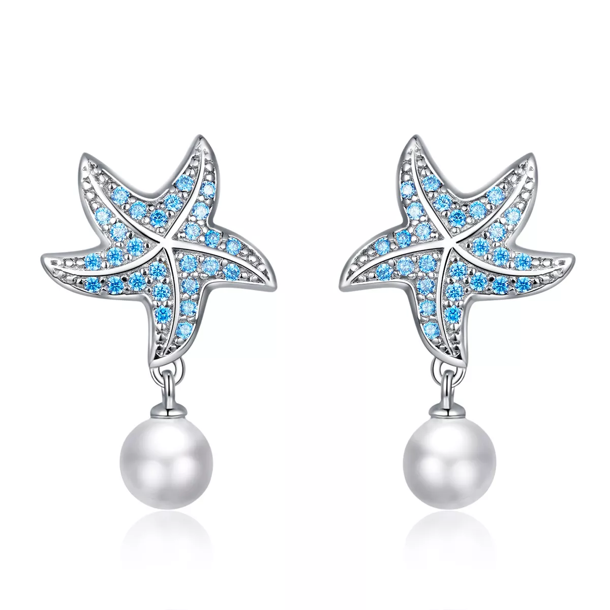 Brincos Petit Estrela do mar com pérolas estilo Pandora - BSE405
